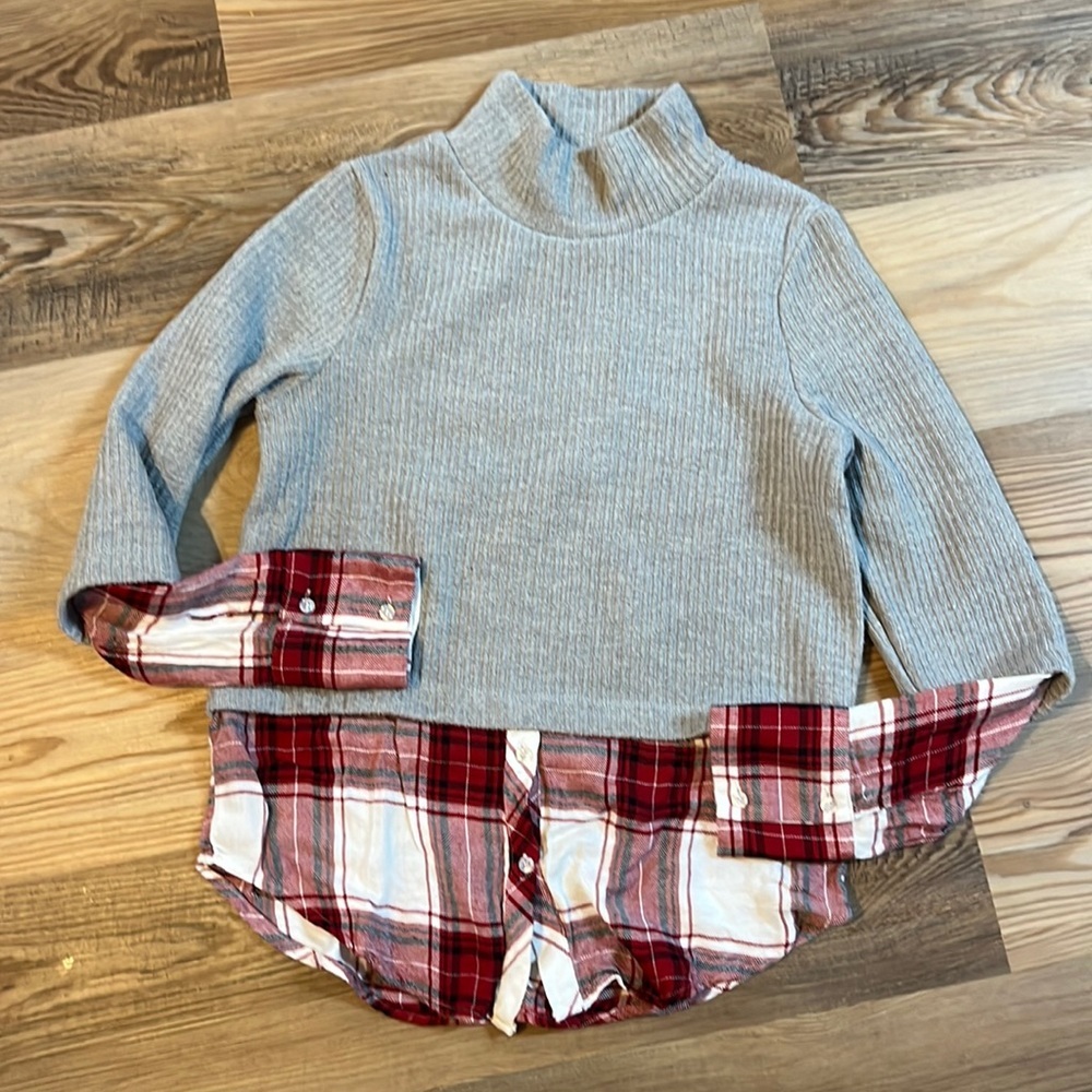 After market mixed media mock neck sweater